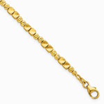 14K Yellow Gold Polished Diamond-cut and Beaded 7 Inch Bracelet - Product Photo