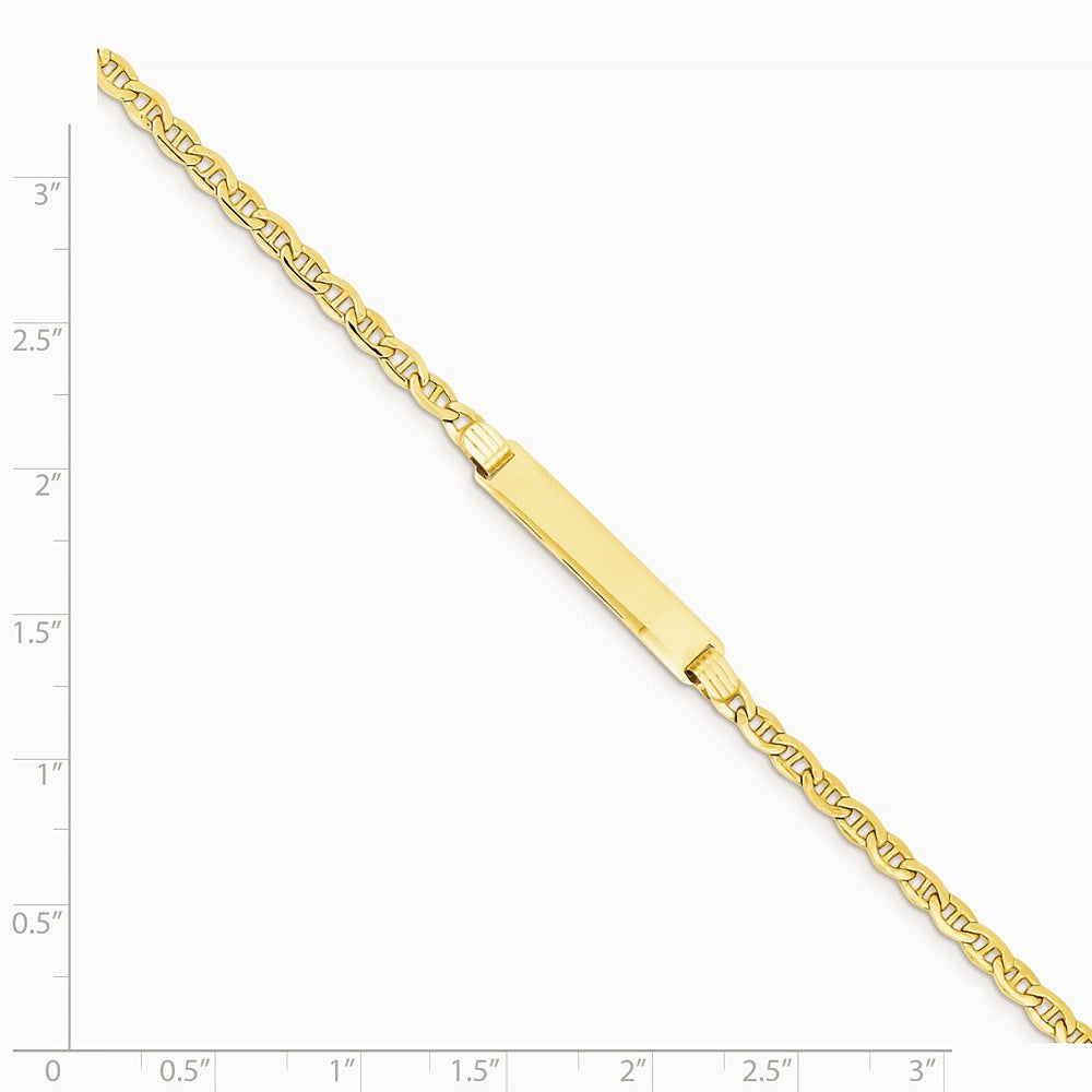 14K Yellow Gold Semi-solid Anchor Link ID Bracelet - Product Photo