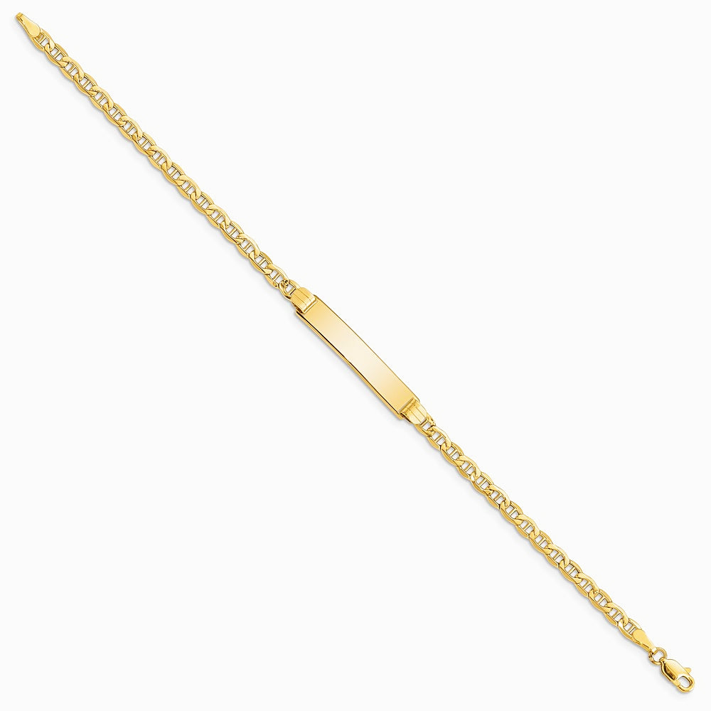 14K Yellow Gold Semi-solid Anchor Link ID Bracelet - Product Photo