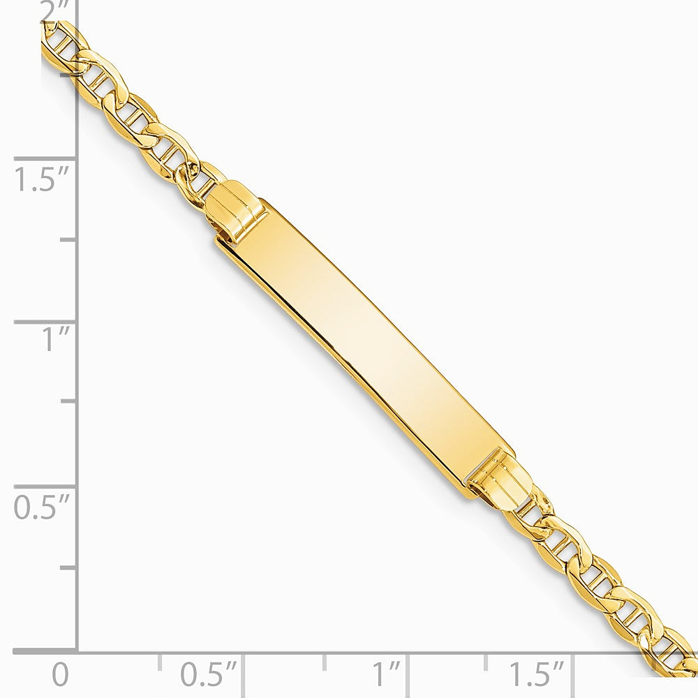 14K Yellow Gold Semi-solid Anchor Link ID Bracelet - Product Photo