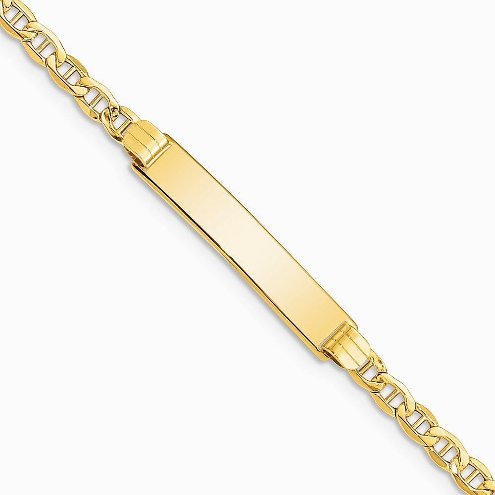 14K Yellow Gold Semi-solid Anchor Link ID Bracelet - Product Photo