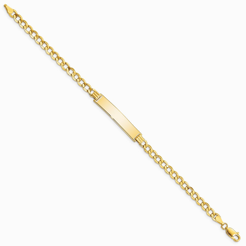 14K Yellow Gold Semi-solid Curb Link 6.75in Id Bracelet - Product Photo