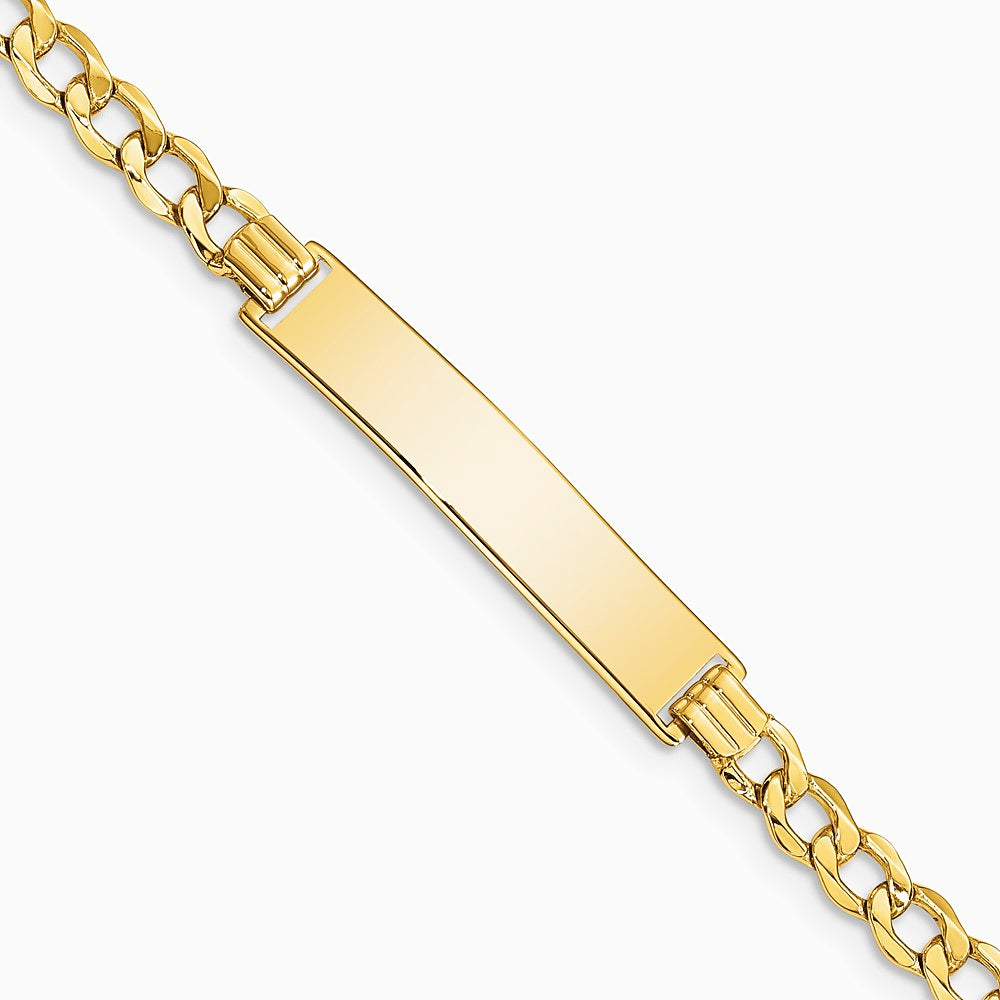14K Yellow Gold Semi-solid Curb Link 6.75in Id Bracelet - Product Photo