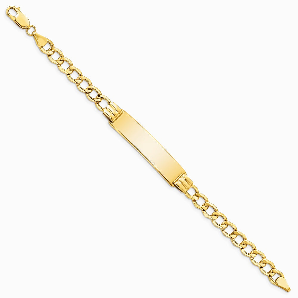 14K Yellow Gold Semi-Solid Curb Link 5.9mm ID Bracelet - Product Photo
