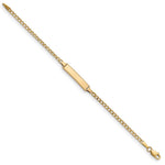 14K Yellow Gold Semi-Solid Polished Cuban ID Bracelet - Product Photo