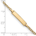 14K Yellow Gold Semi-Solid Polished Cuban ID Bracelet - Product Photo