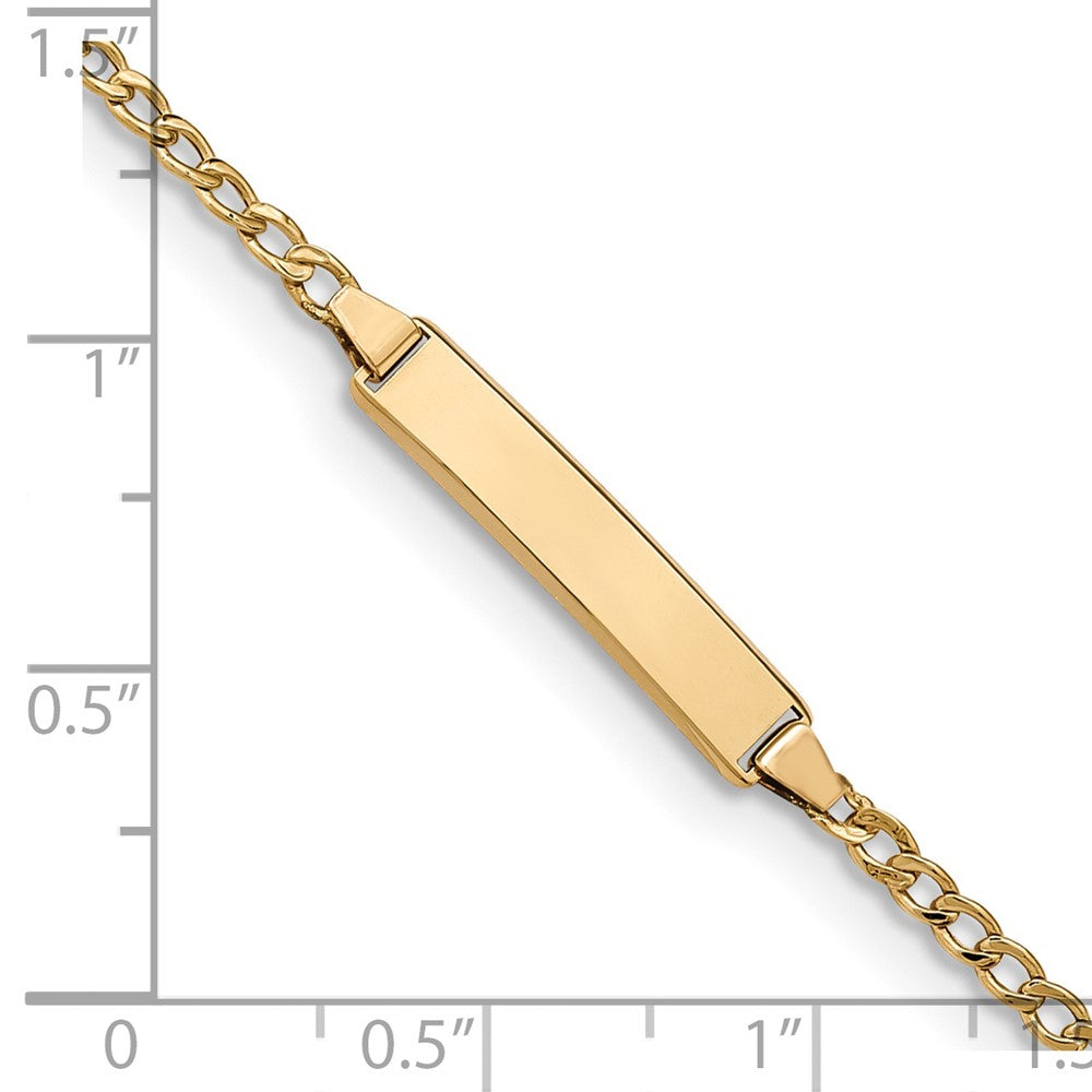 14K Yellow Gold Semi-Solid Polished Cuban ID Bracelet - Product Photo