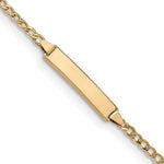 14K Yellow Gold Semi-Solid Polished Cuban ID Bracelet - Product Photo