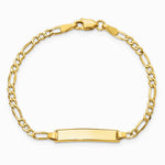 14K Yellow Gold Semi-Solid Polished Figaro ID Bracelet - Product Photo
