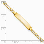 14K Yellow Gold Semi-Solid Polished Figaro ID Bracelet - Product Photo