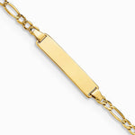 14K Yellow Gold Semi-Solid Polished Figaro ID Bracelet - Product Photo