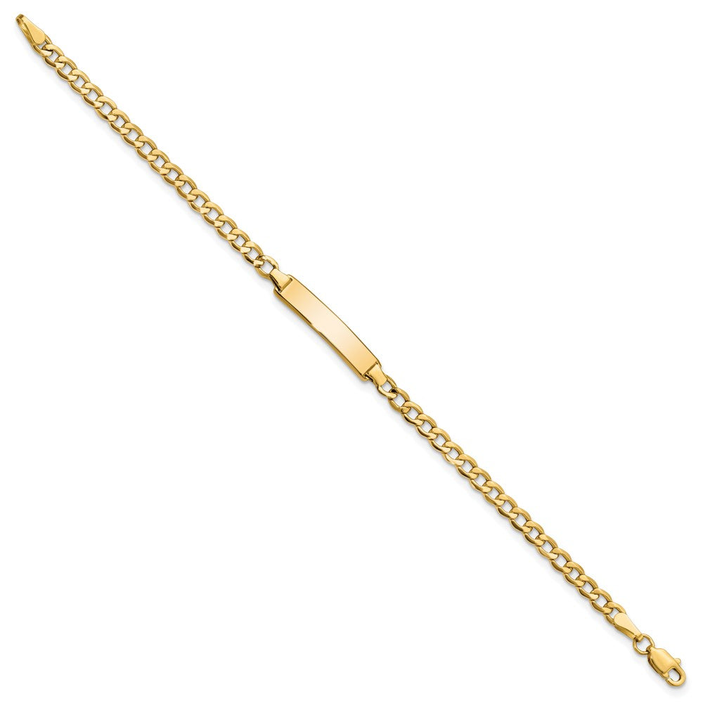 14K Yellow Gold Semi-solid Cuban Link ID Bracelet - Product Photo