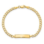 14K Yellow Gold Semi-solid Cuban Link ID Bracelet - Product Photo