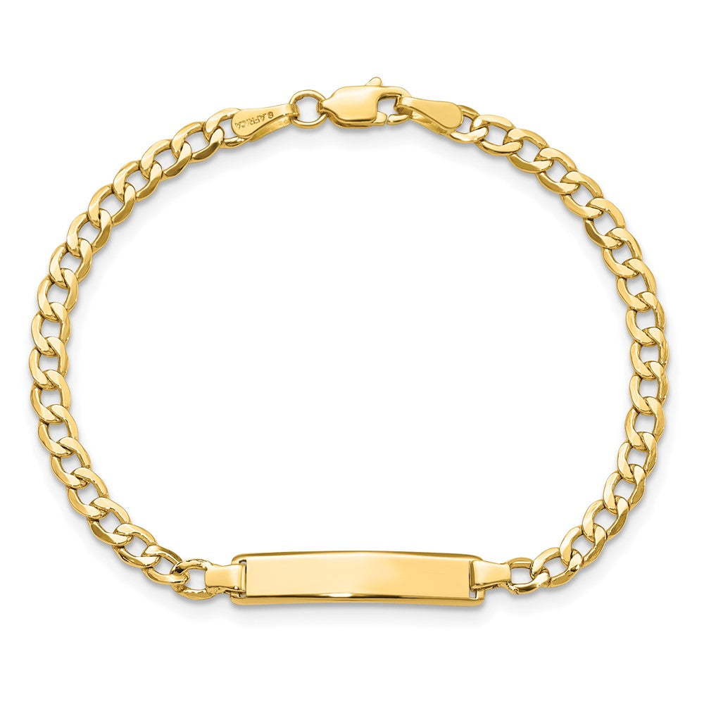 14K Yellow Gold Semi-solid Cuban Link ID Bracelet - Product Photo