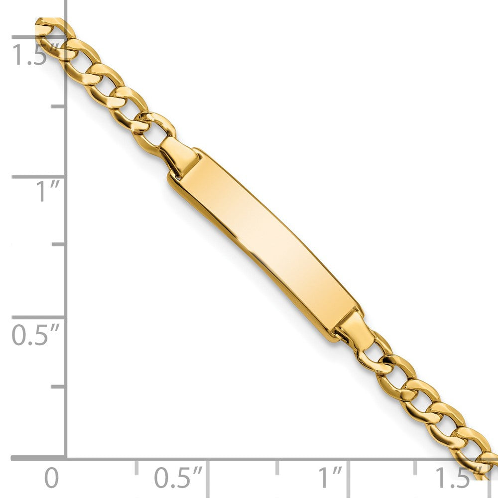14K Yellow Gold Semi-solid Cuban Link ID Bracelet - Product Photo
