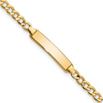 14K Yellow Gold Semi-solid Cuban Link ID Bracelet - Product Photo