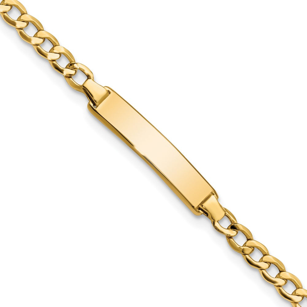 14K Yellow Gold Semi-solid Cuban Link ID Bracelet - Product Photo