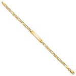 14K Yellow Gold Semi-Solid Figaro Link ID Bracelet - Product Photo