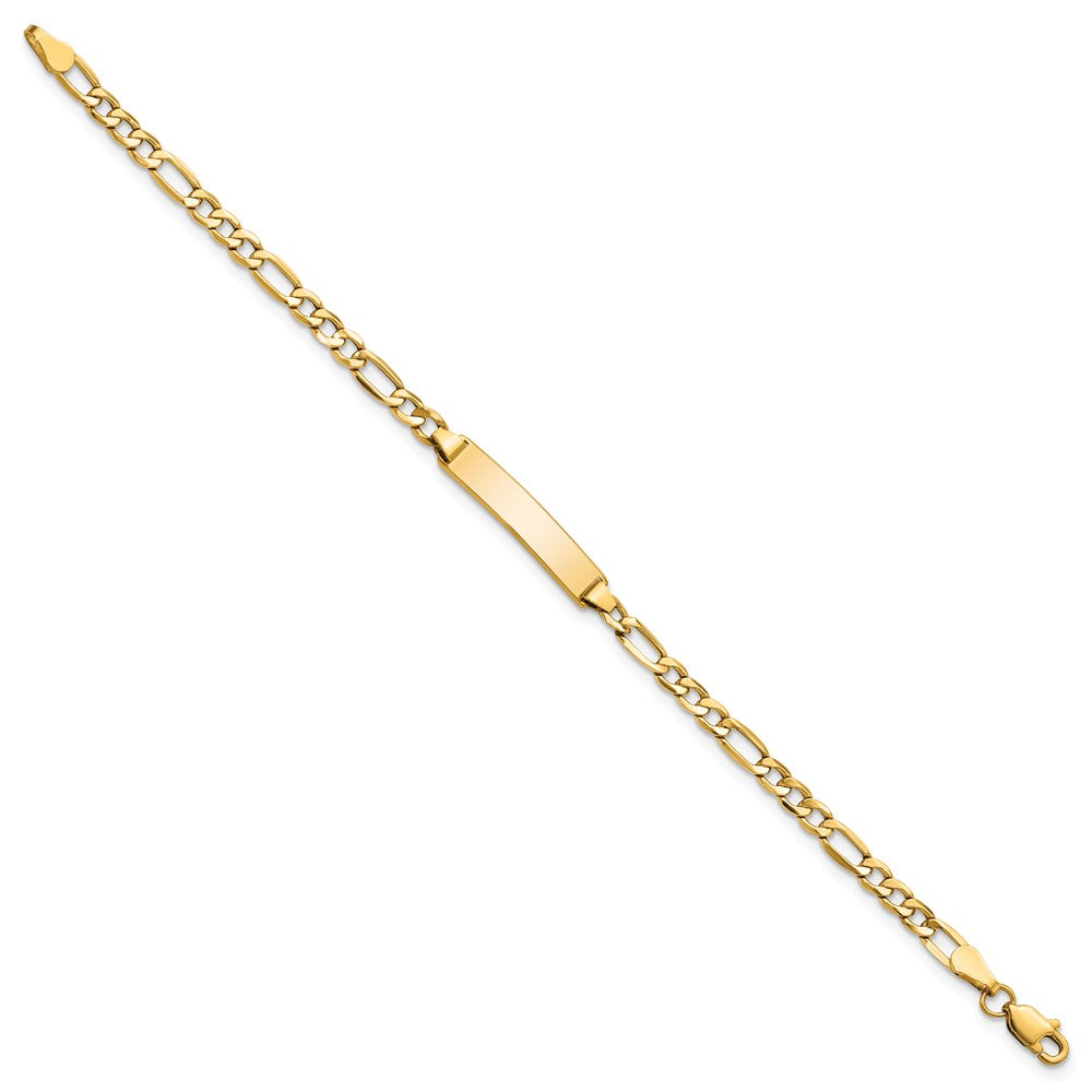 14K Yellow Gold Semi-Solid Figaro Link ID Bracelet - Product Photo