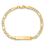 14K Yellow Gold Semi-Solid Figaro Link ID Bracelet - Product Photo