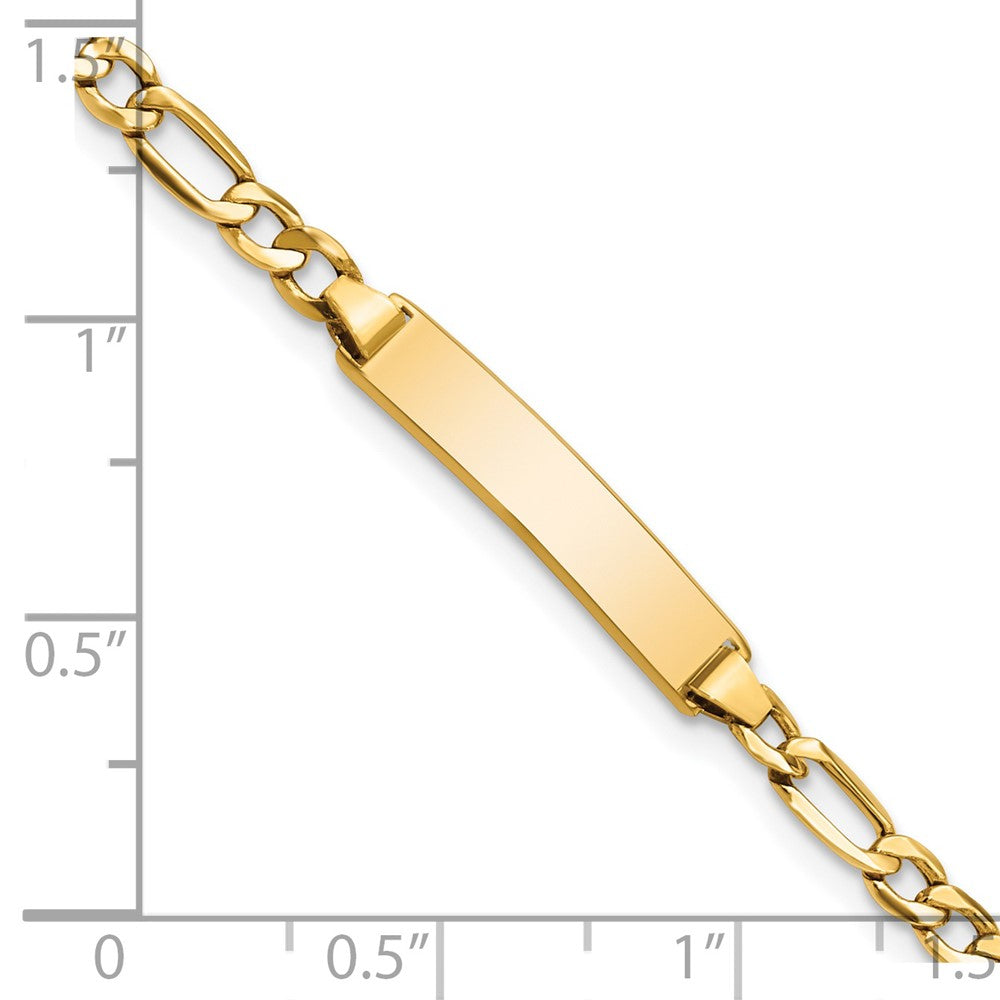 14K Yellow Gold Semi-Solid Figaro Link ID Bracelet - Product Photo