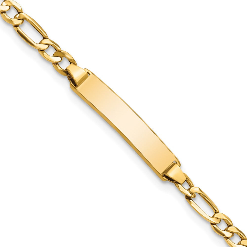 14K Yellow Gold Semi-Solid Figaro Link ID Bracelet - Product Photo
