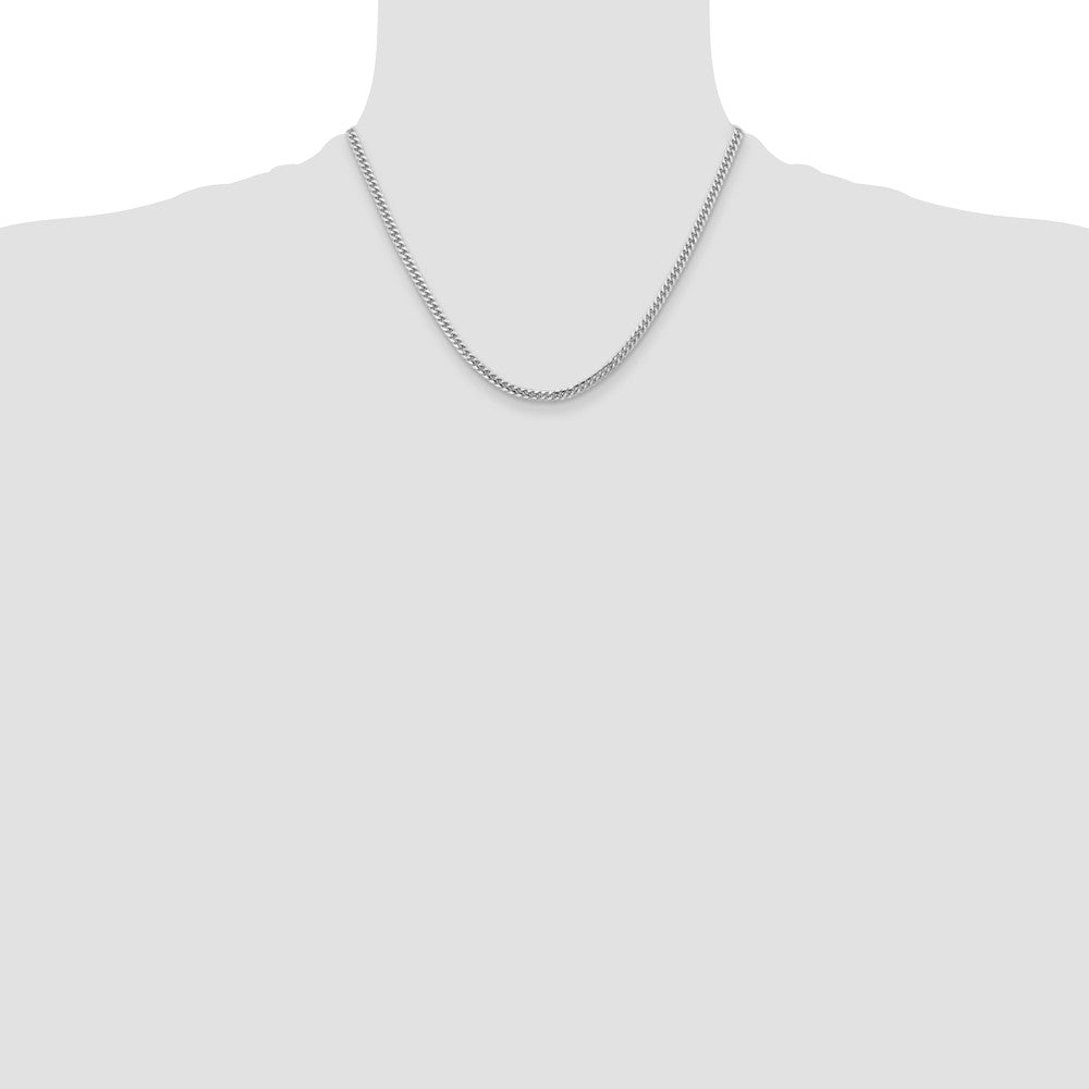 14k White Gold 3.5mm Solid Miami Cuban Chain - Product Photo