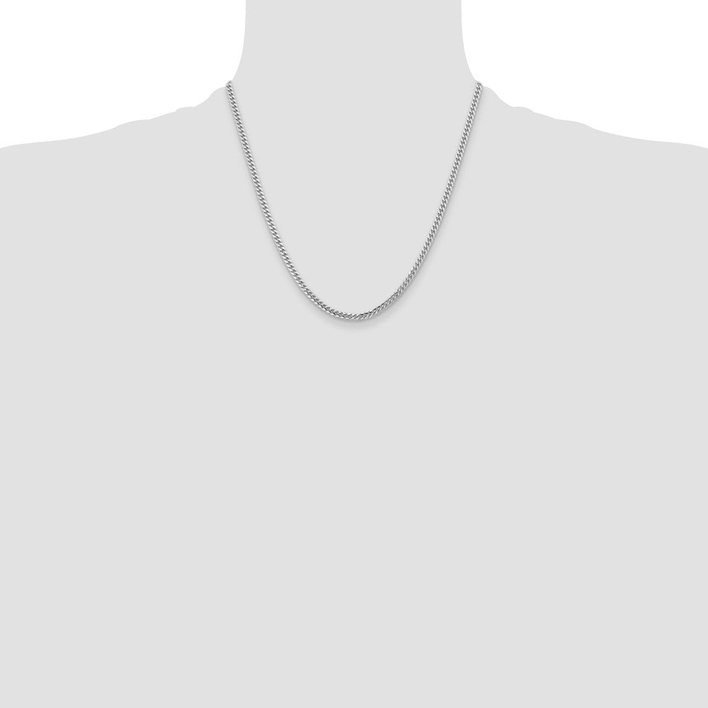 14k White Gold 3.5mm Solid Miami Cuban Chain - Product Photo