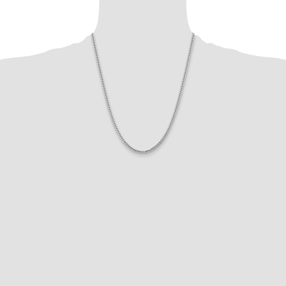 14k White Gold 3.5mm Solid Miami Cuban Chain - Product Photo