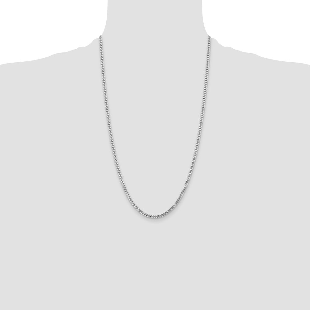 14k White Gold 3.5mm Solid Miami Cuban Chain - Product Photo