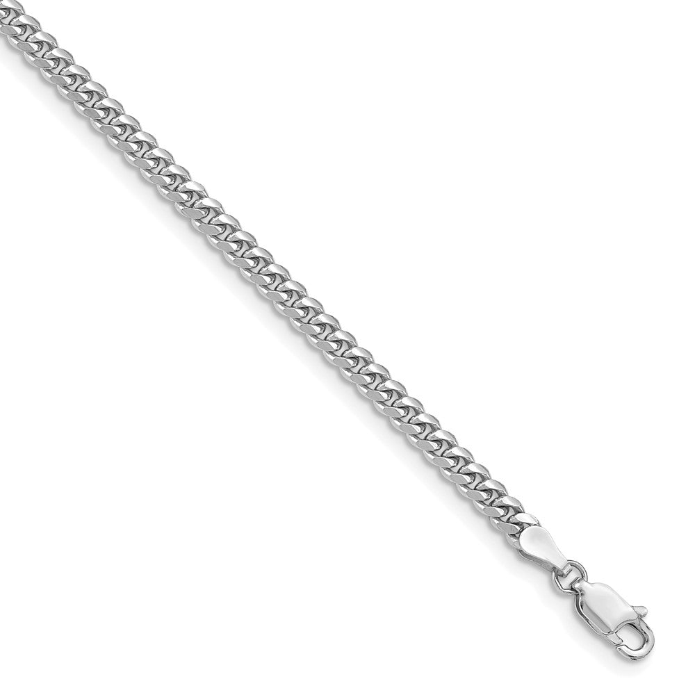 14K White Gold 3.5mm Solid Miami Cuban Chain Bracelet 7"-8"