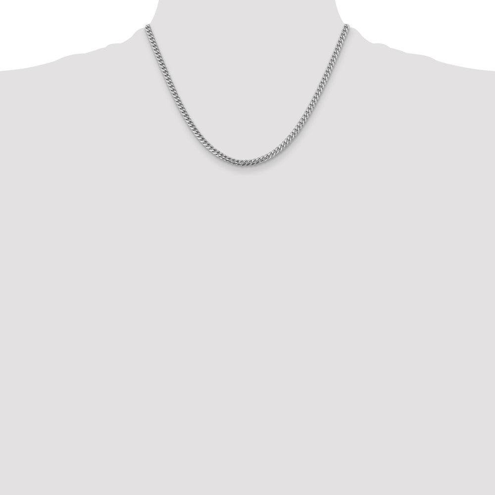 14k White Gold 4.25mm Solid Miami Cuban Chain - Product Photo