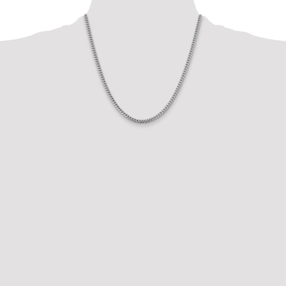 14k White Gold 4.25mm Solid Miami Cuban Chain - Product Photo