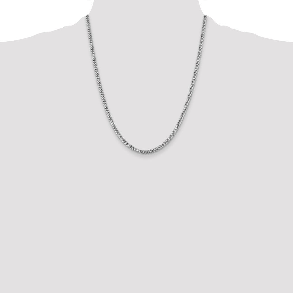14k White Gold 4.25mm Solid Miami Cuban Chain - Product Photo