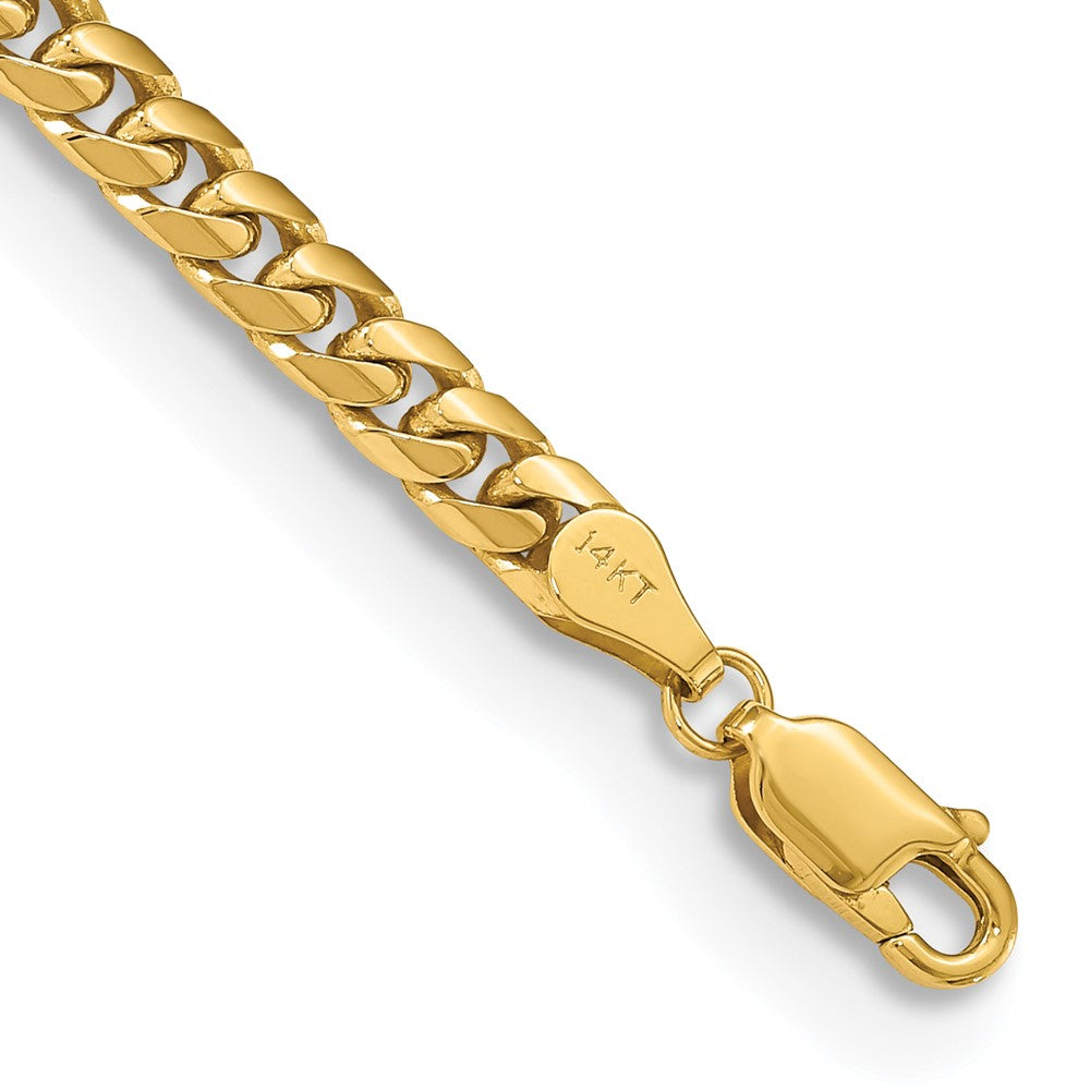 14K Yellow Gold 4.3mm Solid Miami Cuban Chain Bracelet 7"-9"