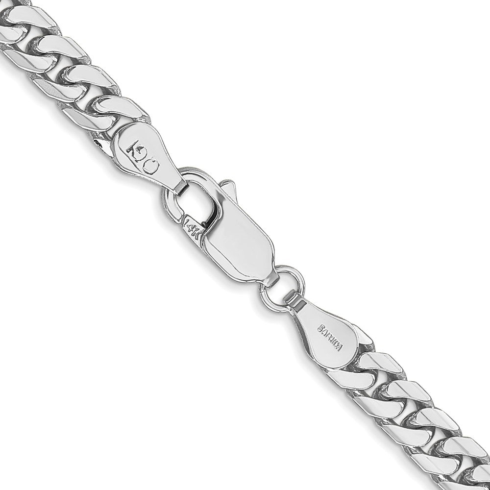 14k White Gold 4.3mm Solid Miami Cuban Chain - Product Photo