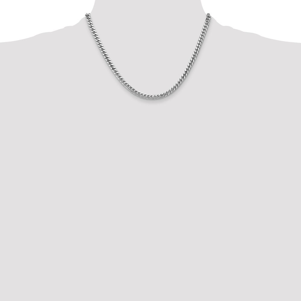 14k White Gold 4.3mm Solid Miami Cuban Chain - Product Photo