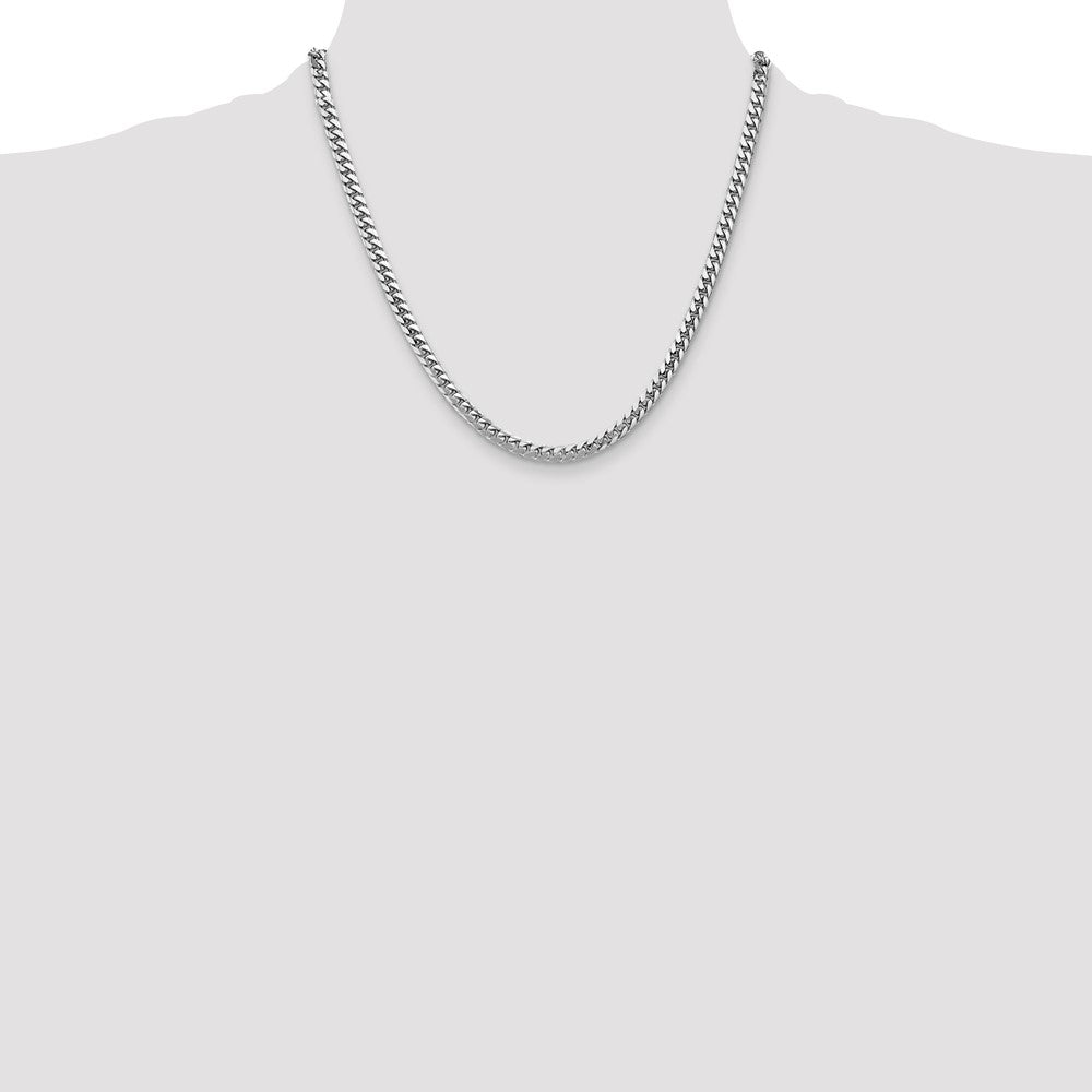 14k White Gold 4.3mm Solid Miami Cuban Chain - Product Photo