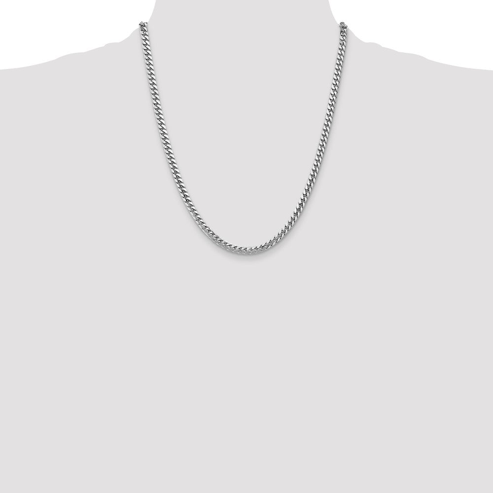 14k White Gold 4.3mm Solid Miami Cuban Chain - Product Photo