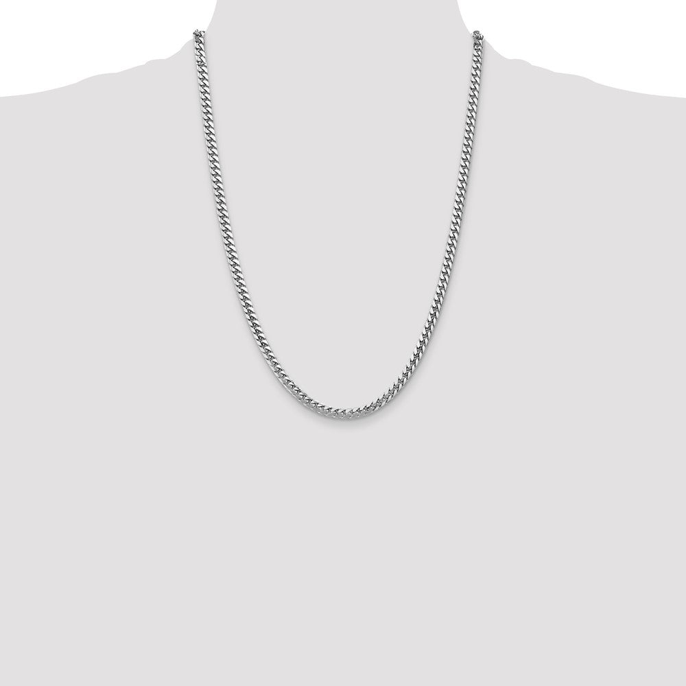 14k White Gold 4.3mm Solid Miami Cuban Chain - Product Photo