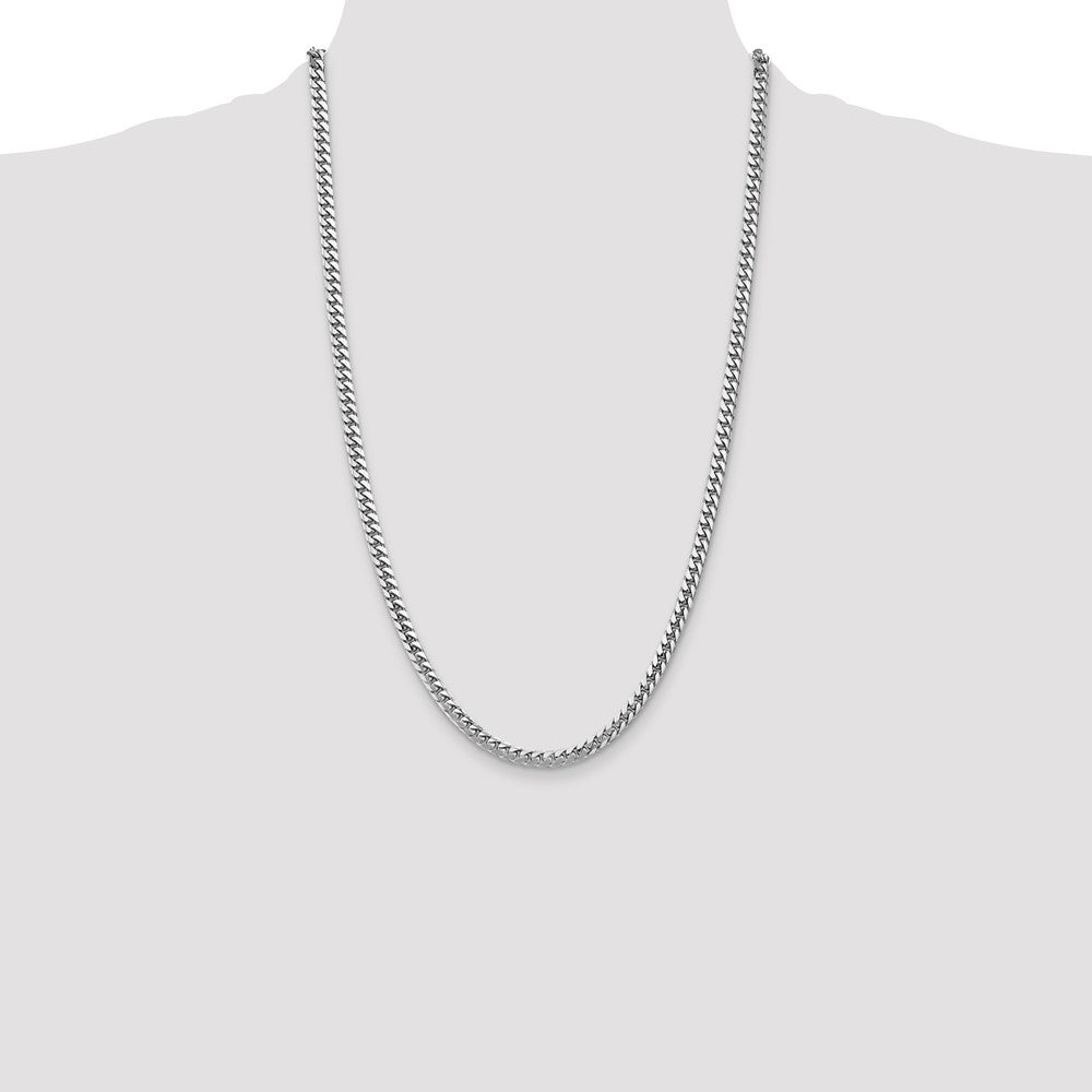 14k White Gold 4.3mm Solid Miami Cuban Chain - Product Photo