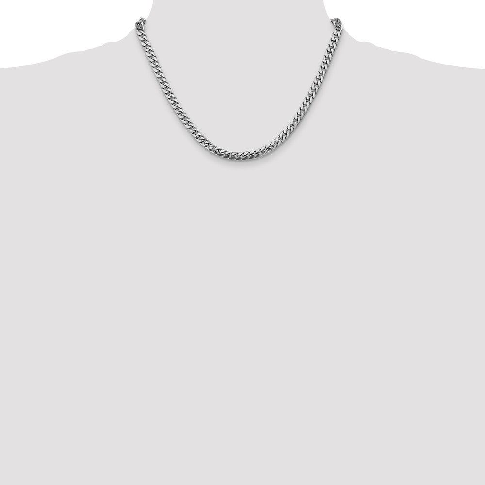 14k White Gold 5mm Solid Miami Cuban Chain - Product Photo