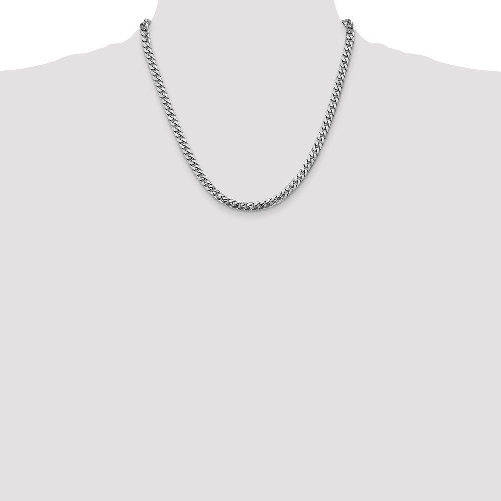 14k White Gold 5mm Solid Miami Cuban Chain - Product Photo