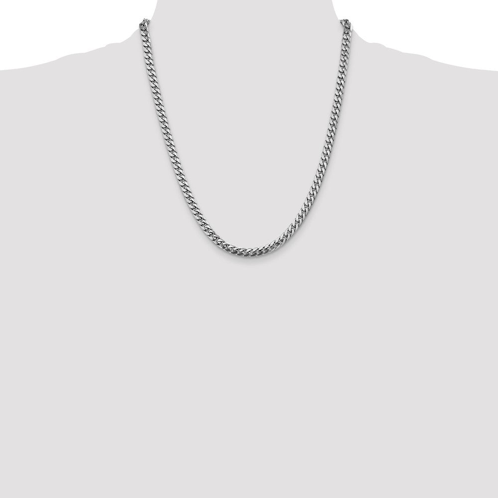 14k White Gold 5mm Solid Miami Cuban Chain - Product Photo
