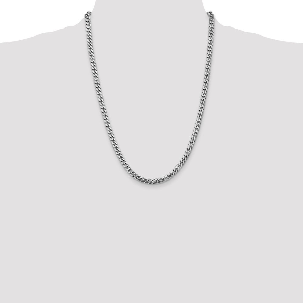 14k White Gold 5mm Solid Miami Cuban Chain - Product Photo