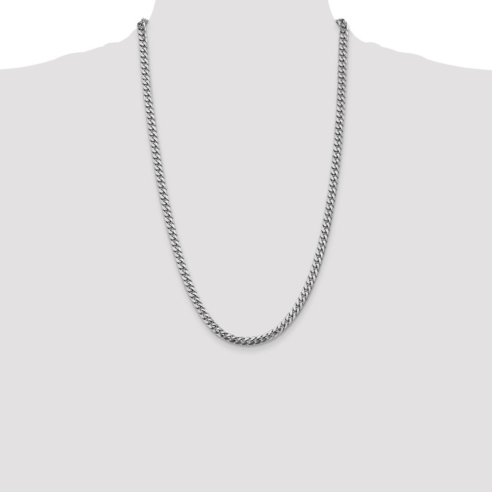 14k White Gold 5mm Solid Miami Cuban Chain - Product Photo