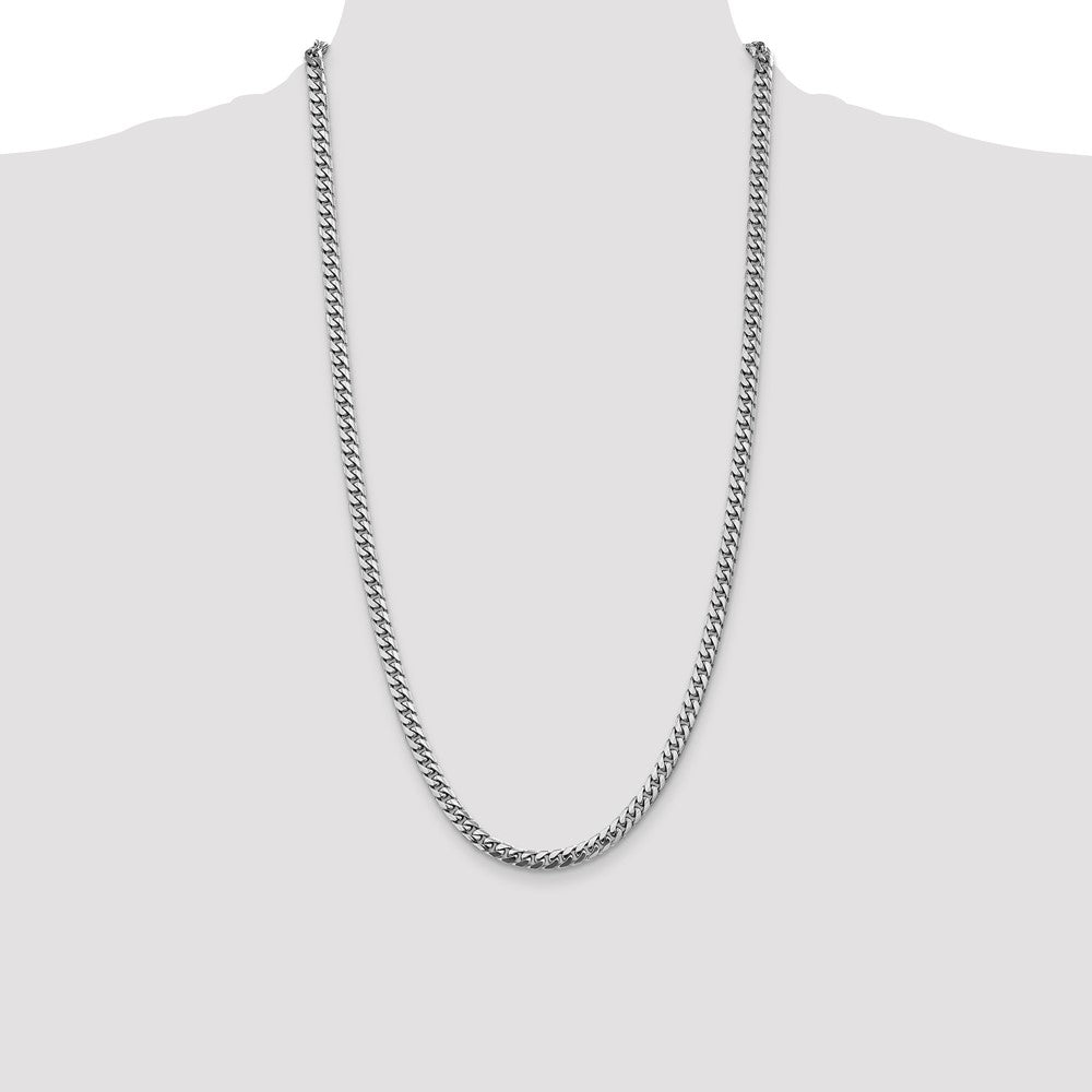 14k White Gold 5mm Solid Miami Cuban Chain - Product Photo