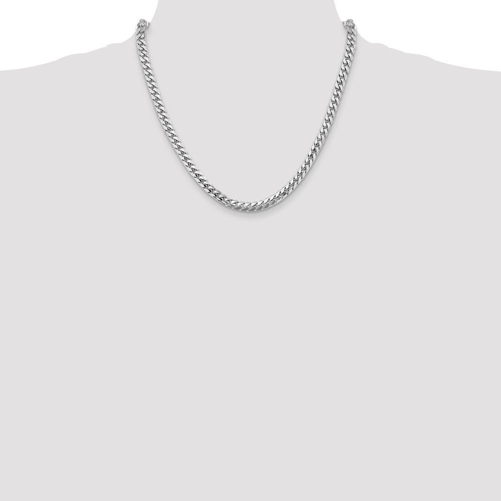 14k White Gold 5.5mm Solid Miami Cuban Chain - Product Photo