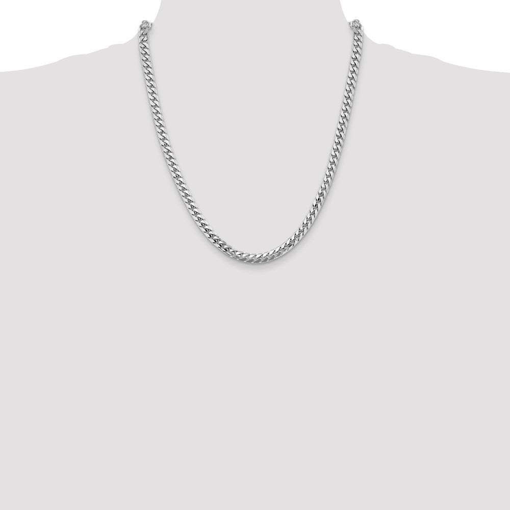 14k White Gold 5.5mm Solid Miami Cuban Chain - Product Photo