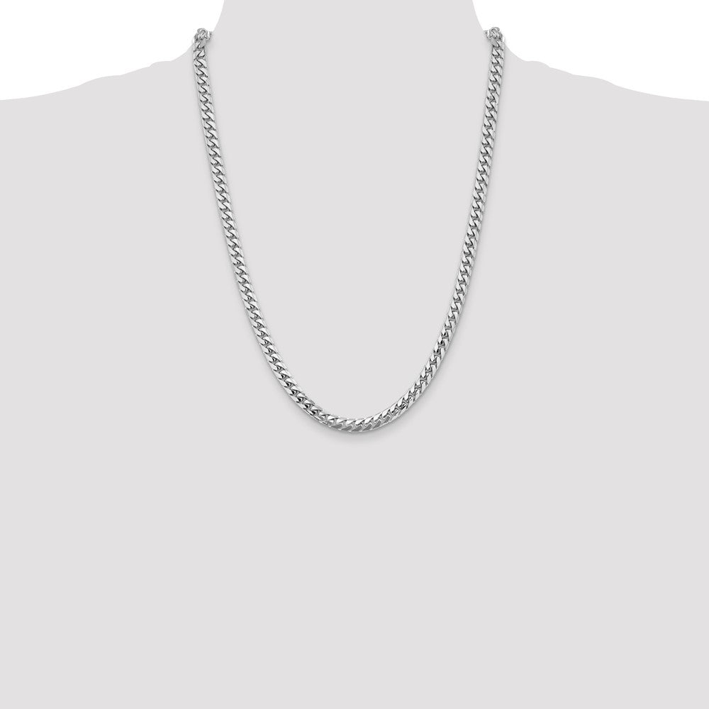 14k White Gold 5.5mm Solid Miami Cuban Chain - Product Photo